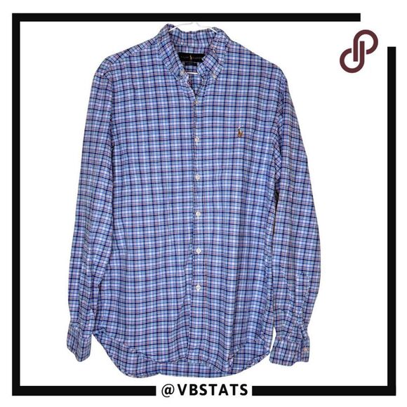 Ralph Lauren Men's Plaid Classic Fit Cotton Button Down Shirt Blue Multi Medium - Picture 1 of 7